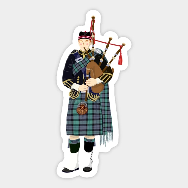 Scottish Bagpiper Sticker by RoeArtwork